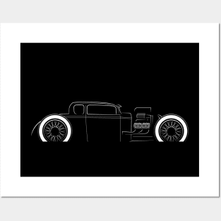 1932 Ford Model A Coupe Ratrod - profile stencil, white Posters and Art